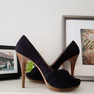 Zara Basic Black Peep-Toe Stiletto  Heels